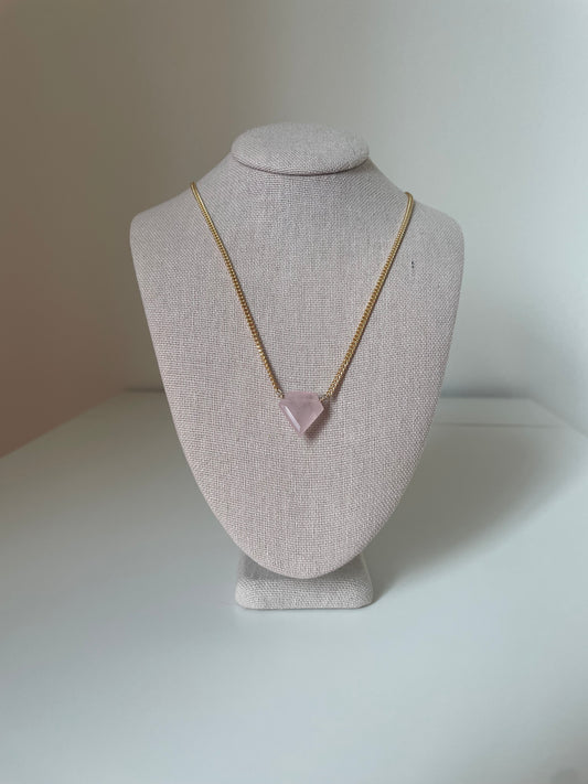 Rose Quartz Shield Necklace