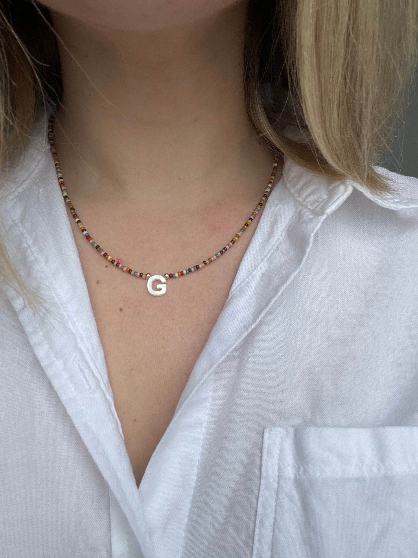 Mother of Pearl Letter Necklace