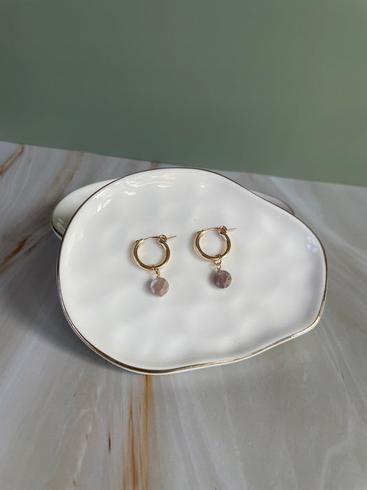 Chocolate Moonstone Hoops