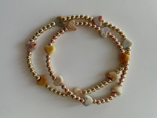 Lace Agate Hearts by the Yard