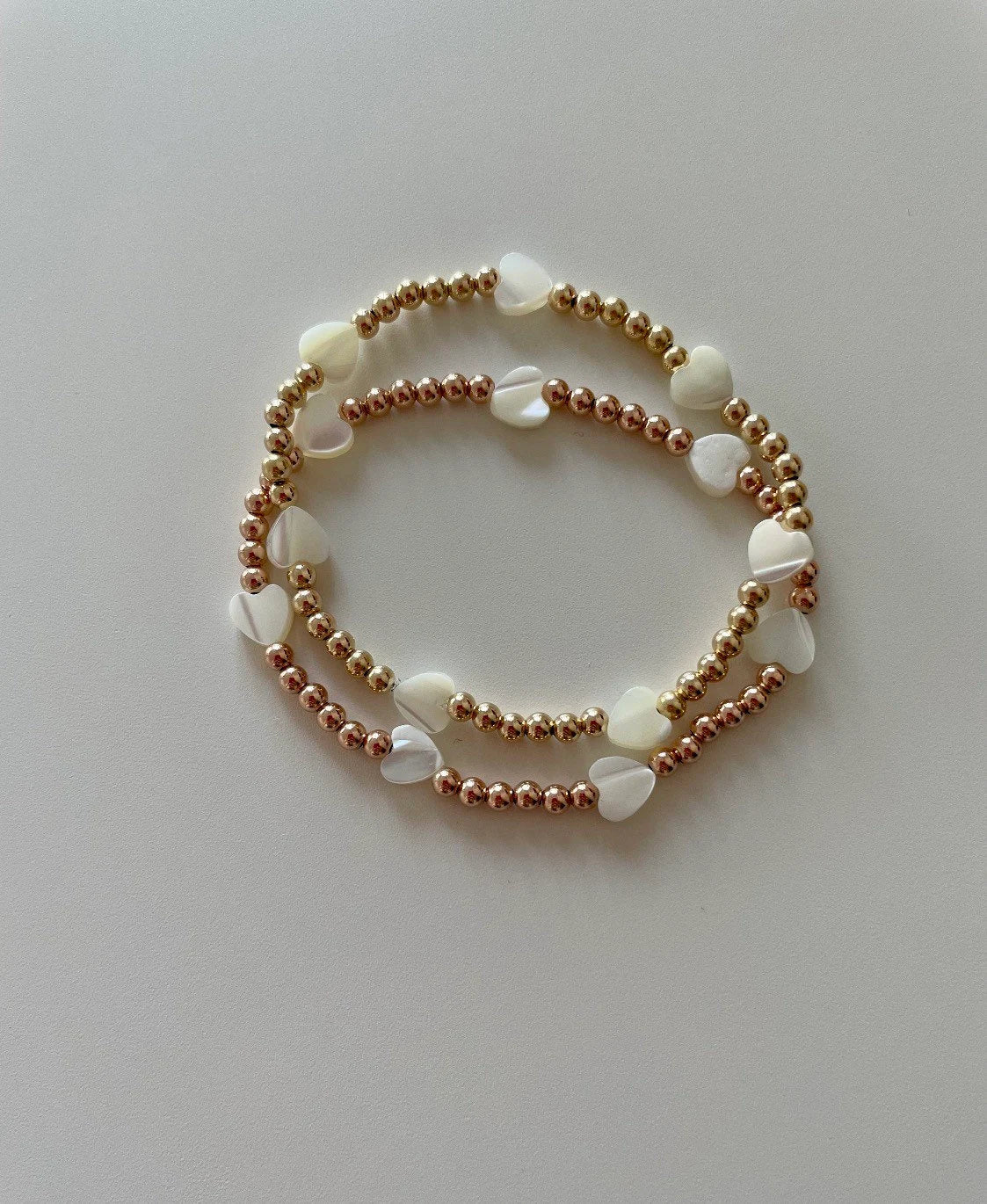 Mother of Pearl Hearts by the Yard Bracelet