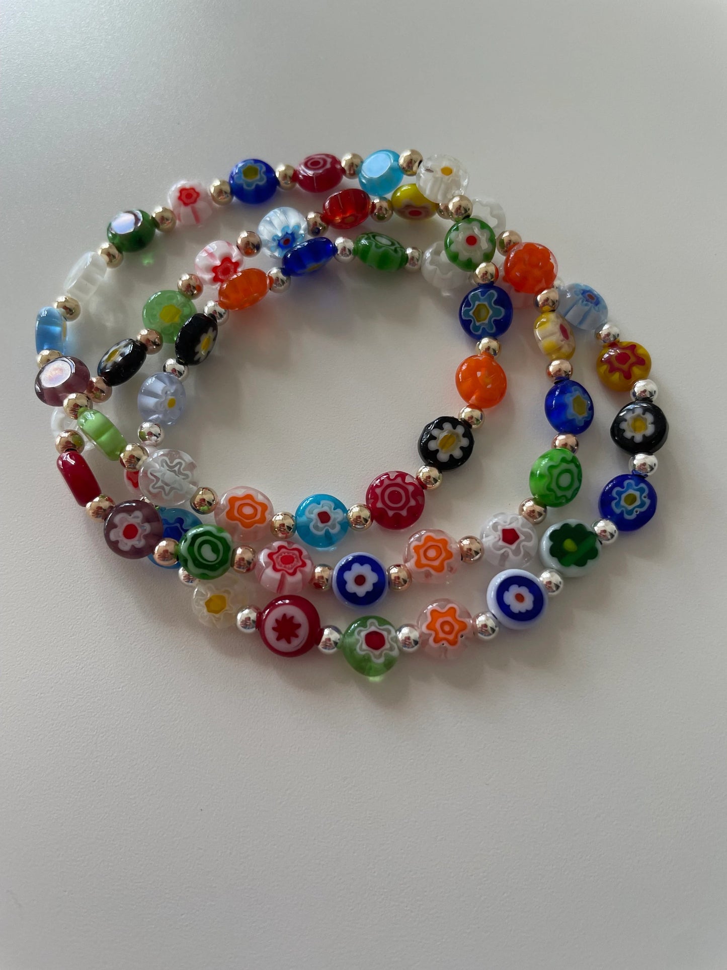 Flat Millefiori Glass Bracelet