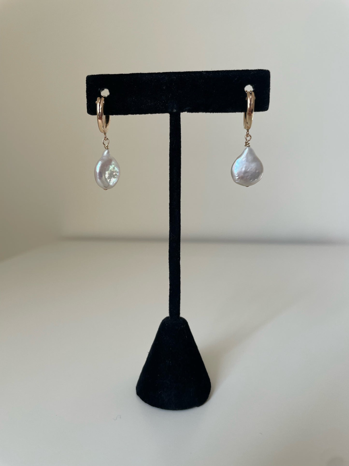 Freshwater Pearl Drop Hoop Earrings