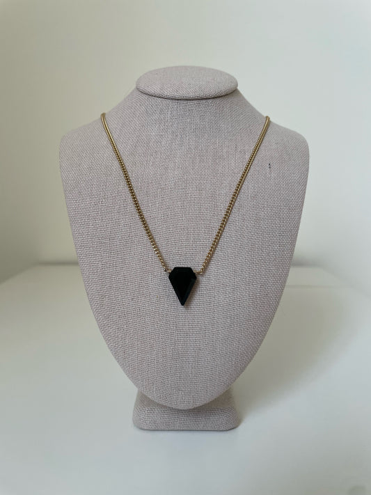 Black Tourmaline Shield Necklace