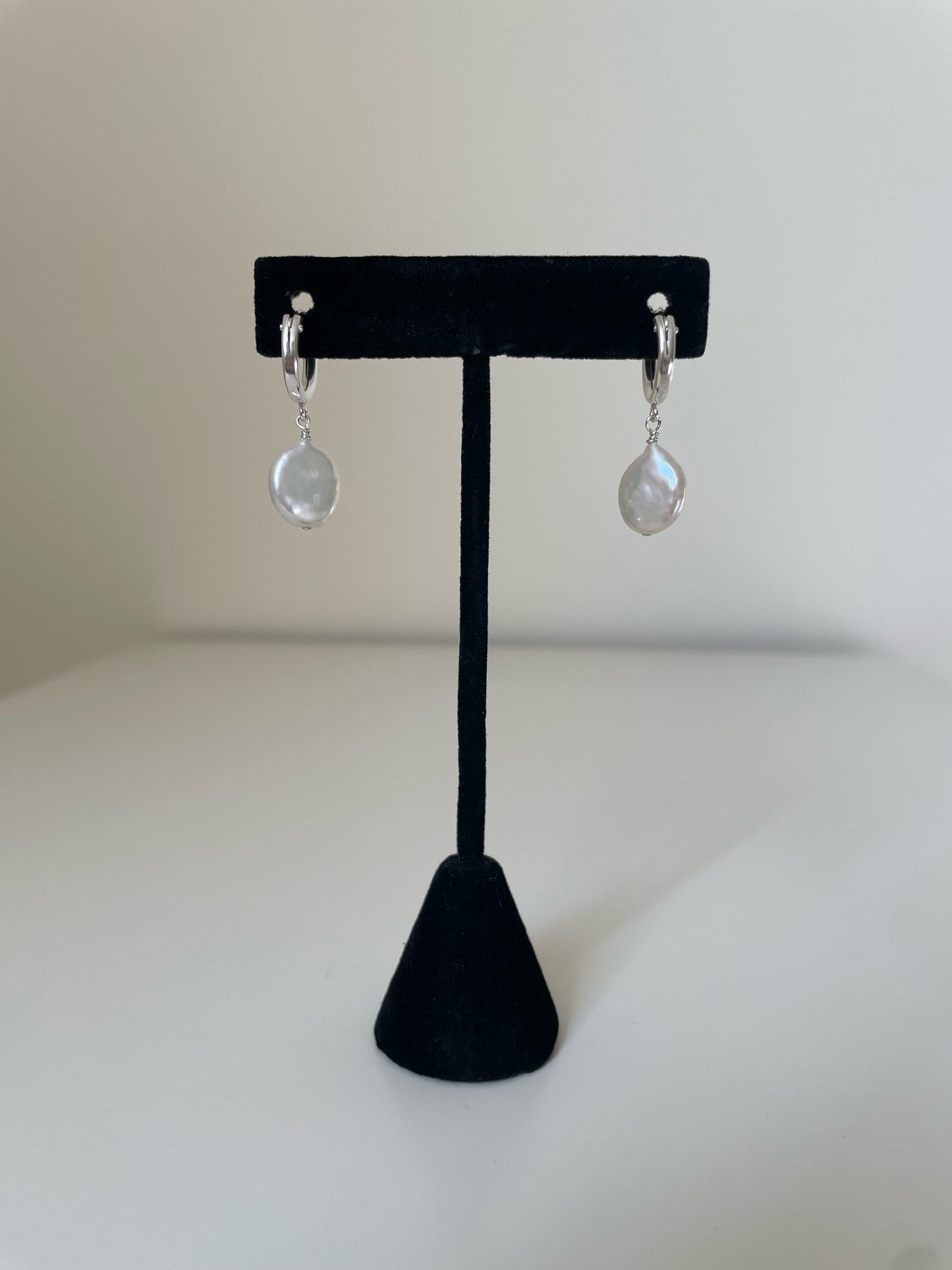 Freshwater Pearl Drop Hoop Earrings